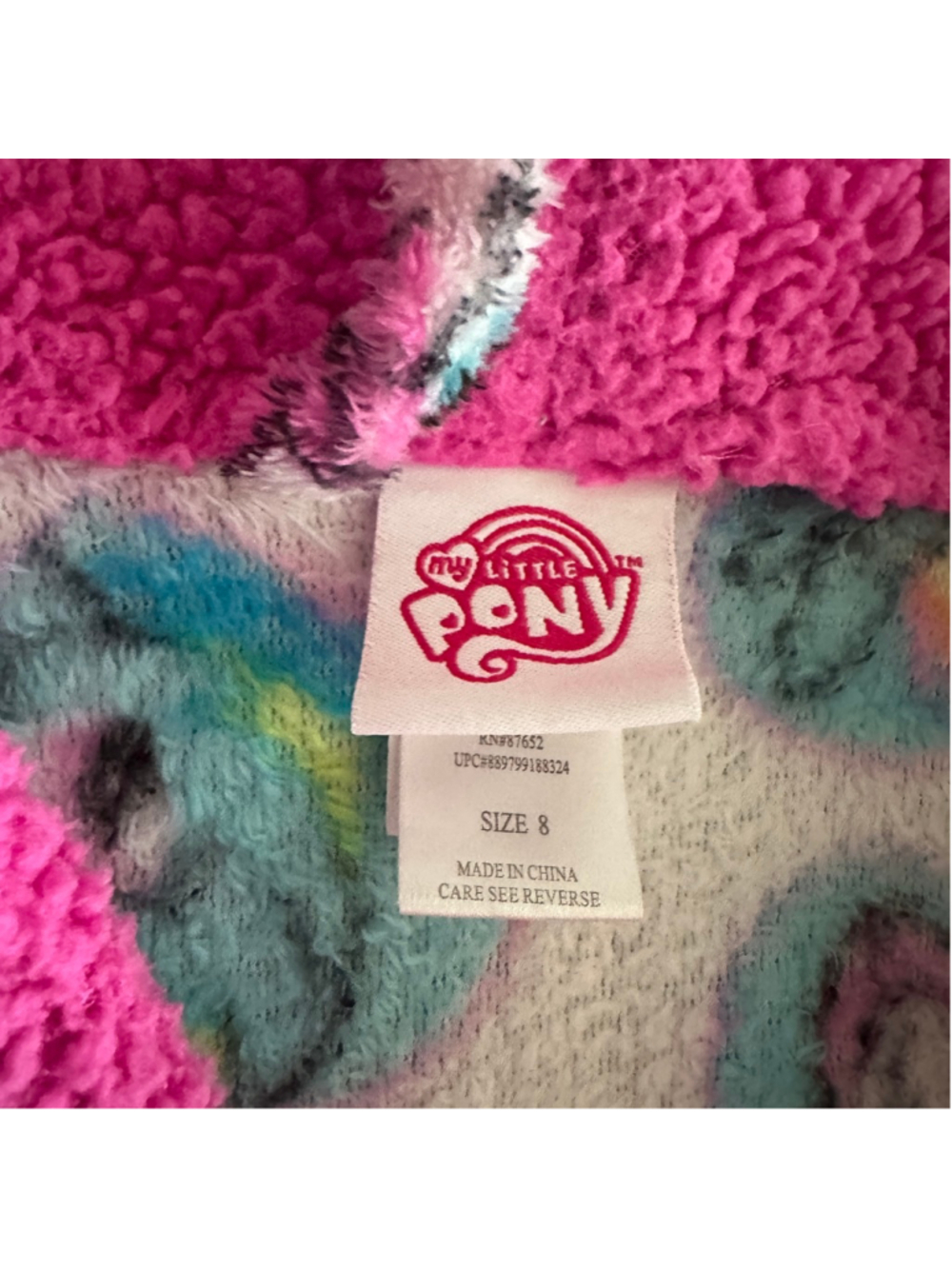 My Little Pony Girls Plush Robe Size 8 White Pink Blue Sherpa - Picture 2 of 5